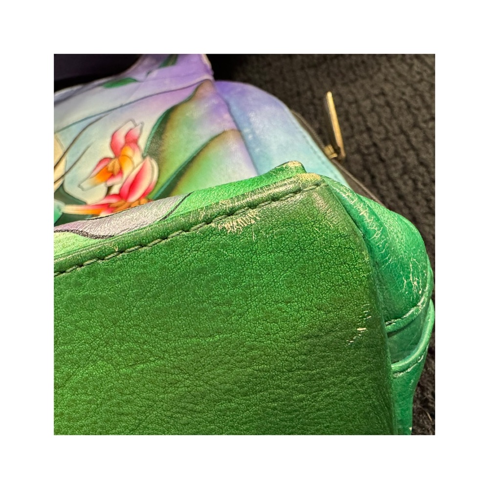 Colorful Peacock Hand Painted Anuschka Women's Bag - Picture 7 of 9